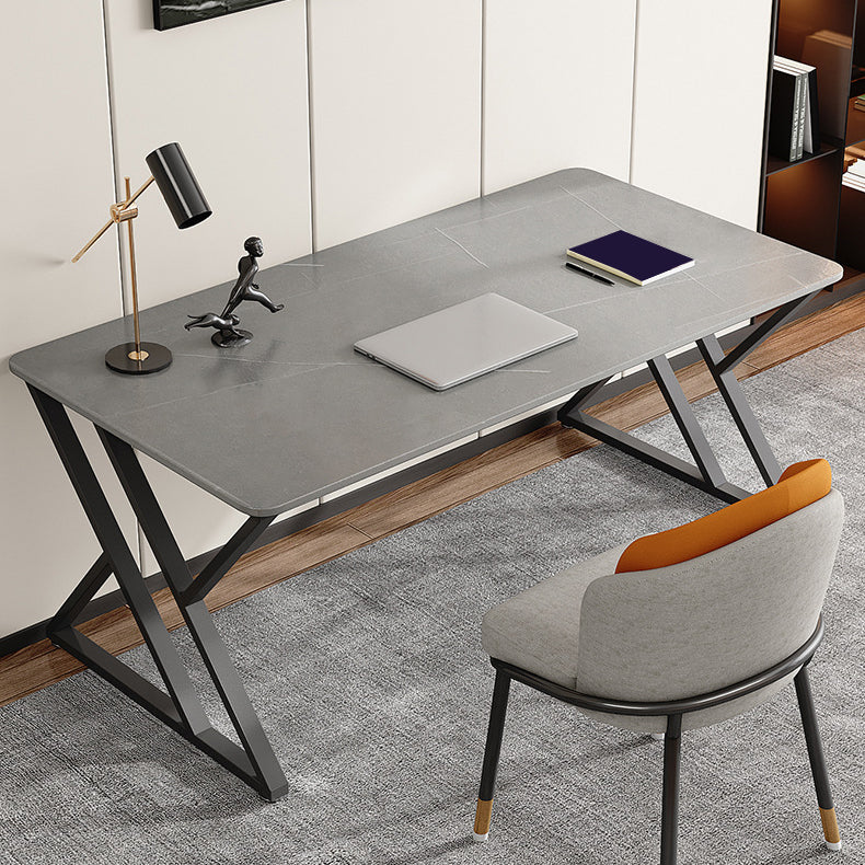 オフィス用の現代的な石造りのデスク曲線灰色のライティングデスク