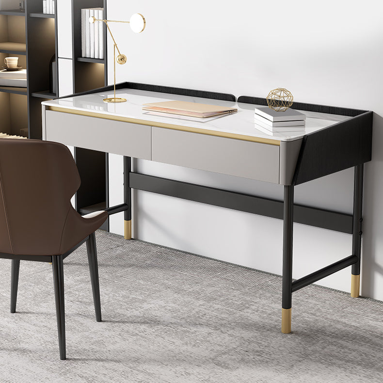 Glam Office Desk Antique Finish Computer Desk mit 2 Schubladen