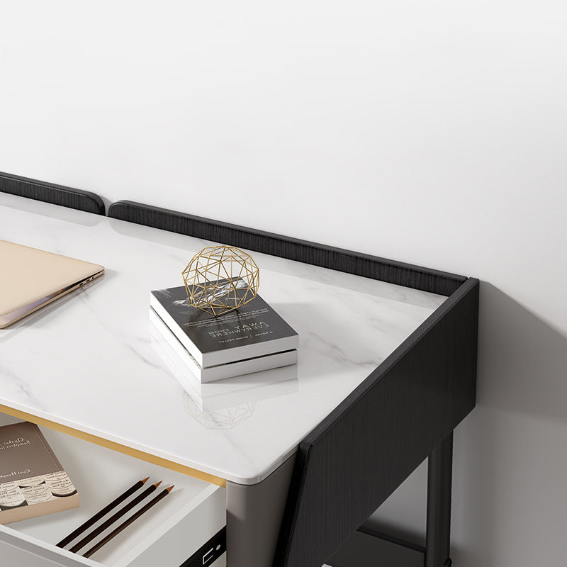 Glam Office Desk Antique Finish Computer Desk mit 2 Schubladen