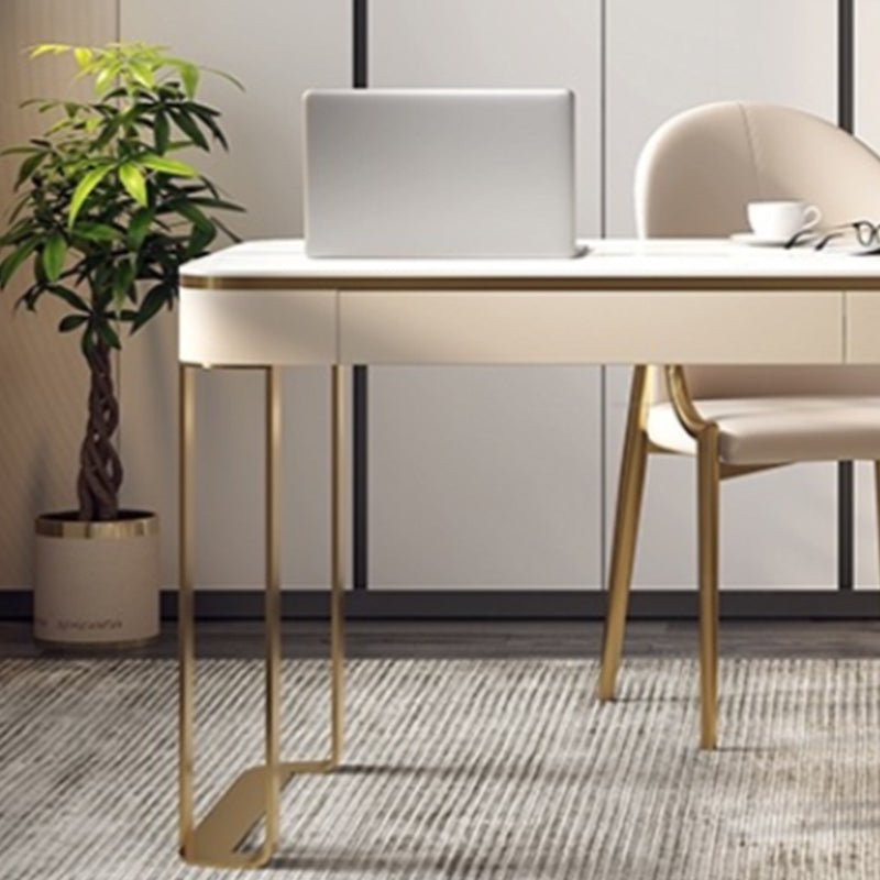 Modern Stone Curved Office Desk 29.53" Tall 2 Drawers Writing Desk Clearhalo 'furn' 'furn_office_desk' 'Furniture' 'Office Desks' 'Office Furniture' 'office_desk' 6684225