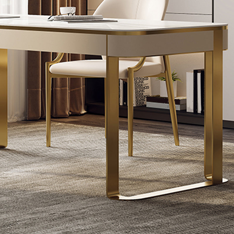 Modern Stone Curved Office Desk 29.53" Tall 2 Drawers Writing Desk Clearhalo 'furn' 'furn_office_desk' 'Furniture' 'Office Desks' 'Office Furniture' 'office_desk' 6684226