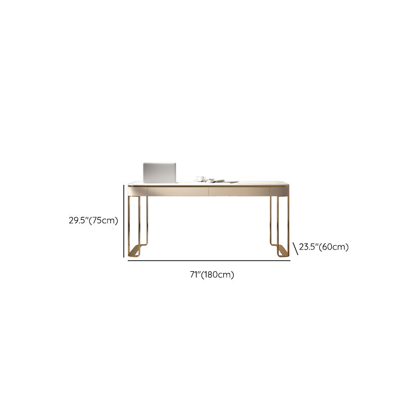 Modern Stone Curved Office Desk 29.53" Tall 2 Drawers Writing Desk Clearhalo 'furn' 'furn_office_desk' 'Furniture' 'Office Desks' 'Office Furniture' 'office_desk' 6684233