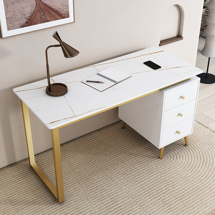 Glam 29.53 "großer Schreibtisch Stein Rechteckiger Büroschreibtisch mit Schubladen