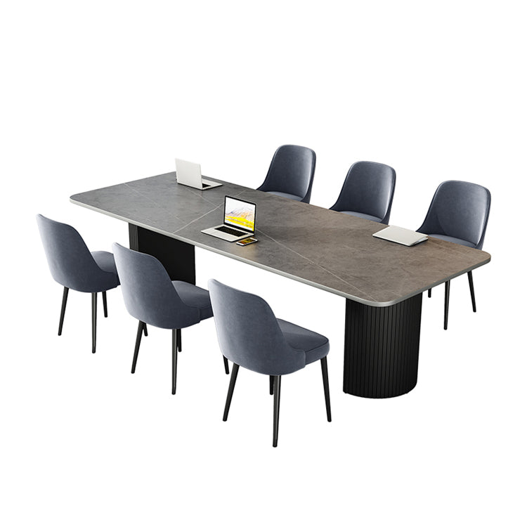 Escritorio de oficina curvado de piedra contemporánea 29.53 pulgadas de altura