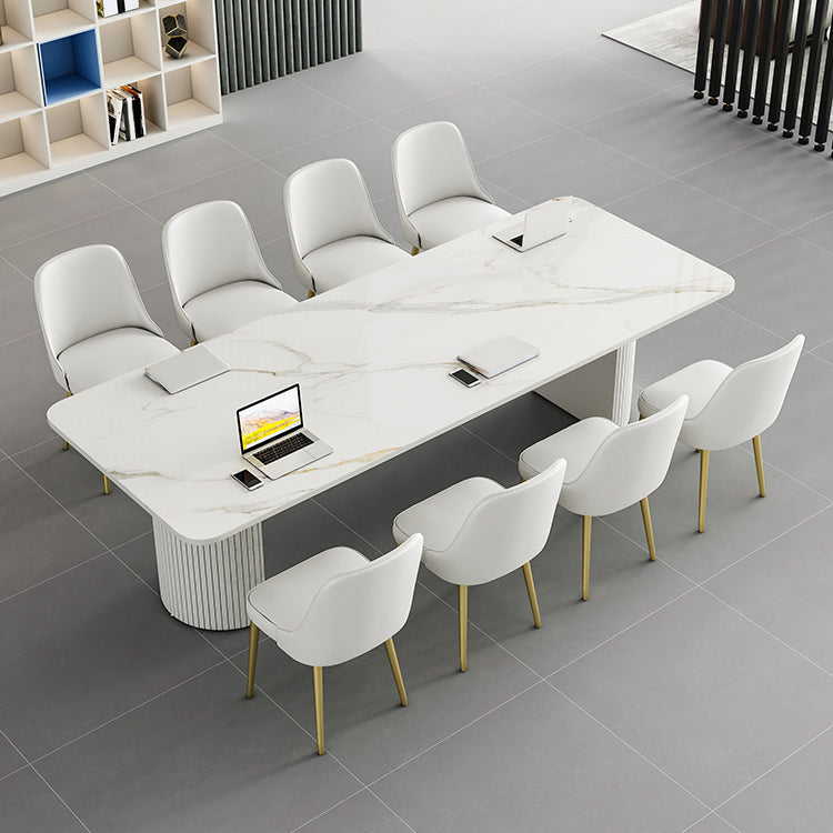 Escritorio de oficina curvado de piedra contemporánea 29.53 pulgadas de altura