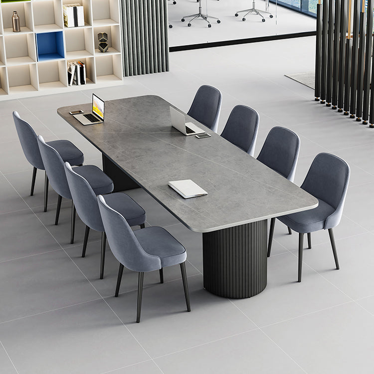 Escritorio de oficina curvado de piedra contemporánea 29.53 pulgadas de altura