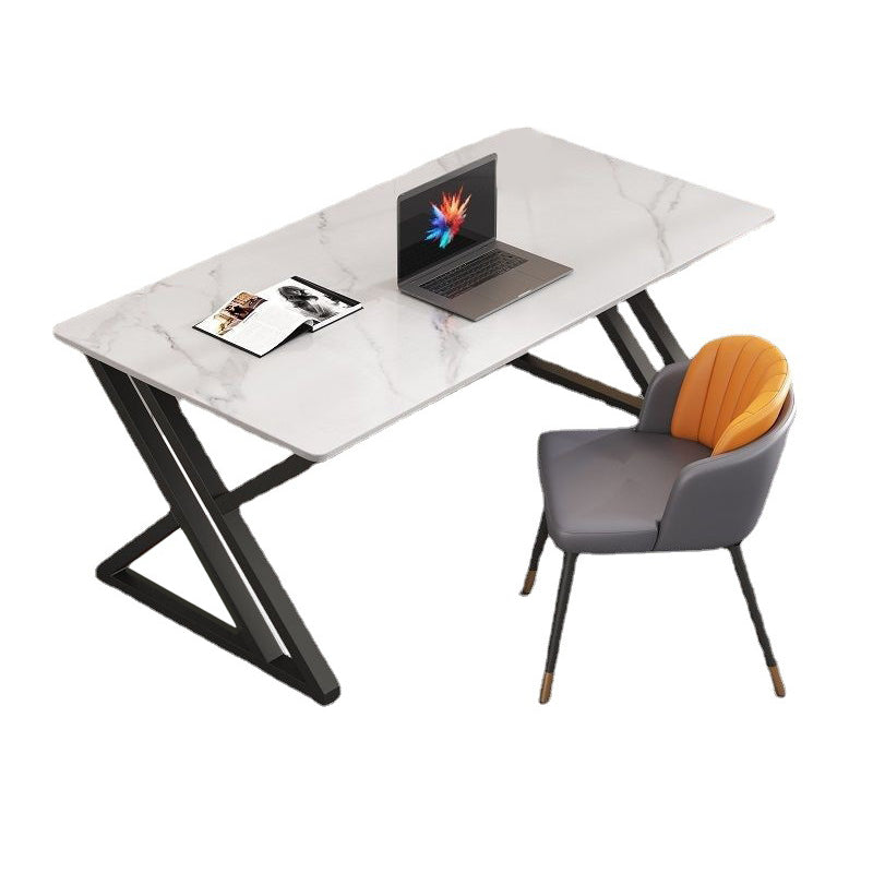 Bureau de bureau rectangulaire Bureau d'ordinateur finition antique avec jambes métalliques