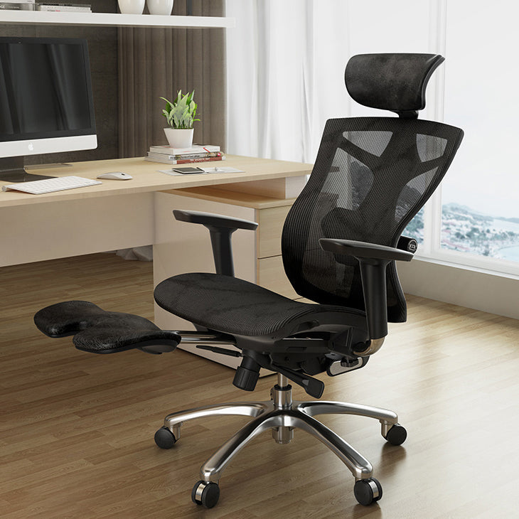 Modern Office Chair Removable Arms Adjustable Seat Height Desk Chair with Wheels Black 1 Piece With Footrest Clearhalo 'furn' 'furn_office_chair' 'Furniture' 'Office Chairs' 'Office Furniture' 'office_chair' 6684989