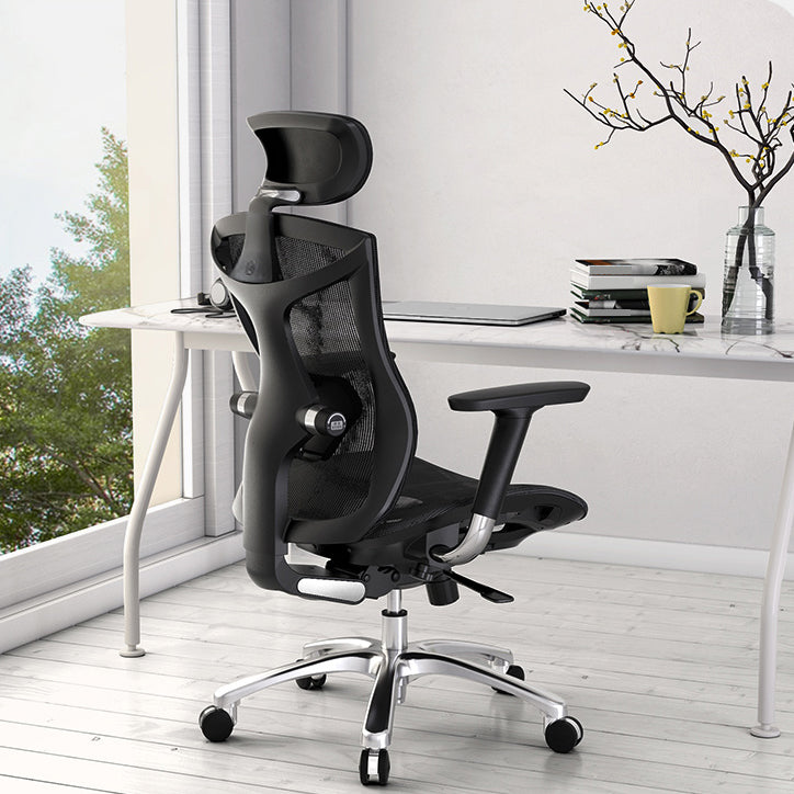Modern Office Chair Removable Arms Adjustable Seat Height Desk Chair with Wheels Black 1 Piece Without Footrest Clearhalo 'furn' 'furn_office_chair' 'Furniture' 'Office Chairs' 'Office Furniture' 'office_chair' 6684991
