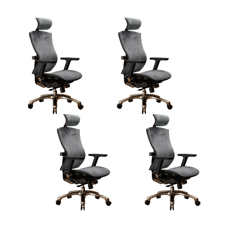 Modern Office Chair Removable Arms Adjustable Seat Height Desk Chair with Wheels Grey 4 Piece Set Without Footrest Clearhalo 'furn' 'furn_office_chair' 'Furniture' 'Office Chairs' 'Office Furniture' 'office_chair' 6684993