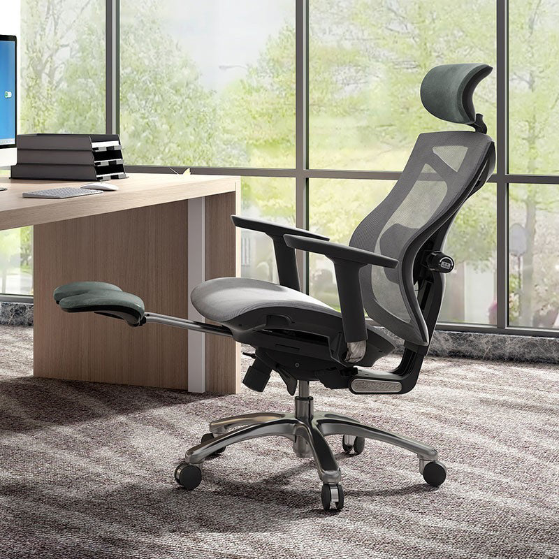 Modern Office Chair Removable Arms Adjustable Seat Height Desk Chair with Wheels Grey 1 Piece With Footrest Clearhalo 'furn' 'furn_office_chair' 'Furniture' 'Office Chairs' 'Office Furniture' 'office_chair' 6684995