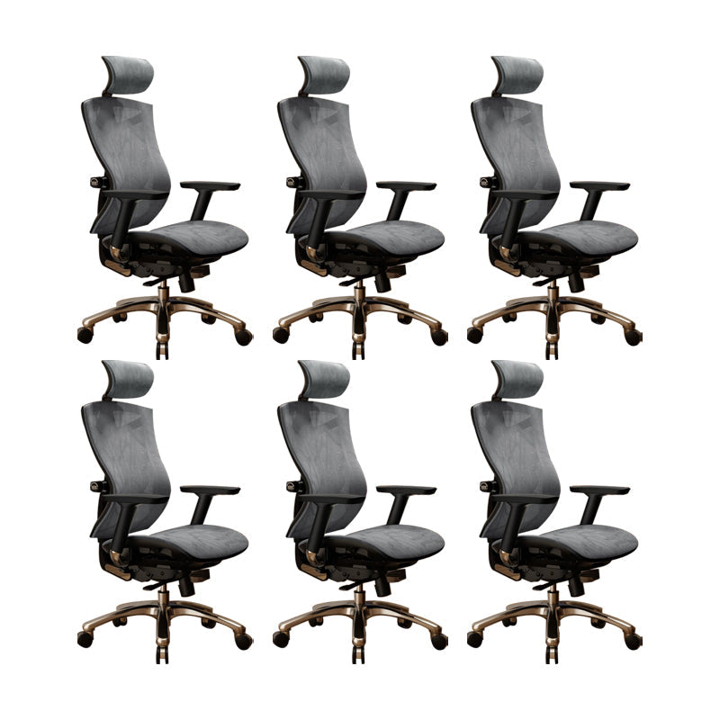Modern Office Chair Removable Arms Adjustable Seat Height Desk Chair with Wheels Grey 6 Piece Set Without Footrest Clearhalo 'furn' 'furn_office_chair' 'Furniture' 'Office Chairs' 'Office Furniture' 'office_chair' 6684996