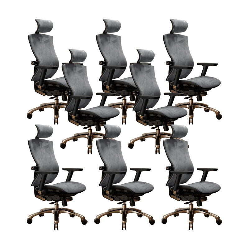 Modern Office Chair Removable Arms Adjustable Seat Height Desk Chair with Wheels Grey 8 Piece Set Without Footrest Clearhalo 'furn' 'furn_office_chair' 'Furniture' 'Office Chairs' 'Office Furniture' 'office_chair' 6684997