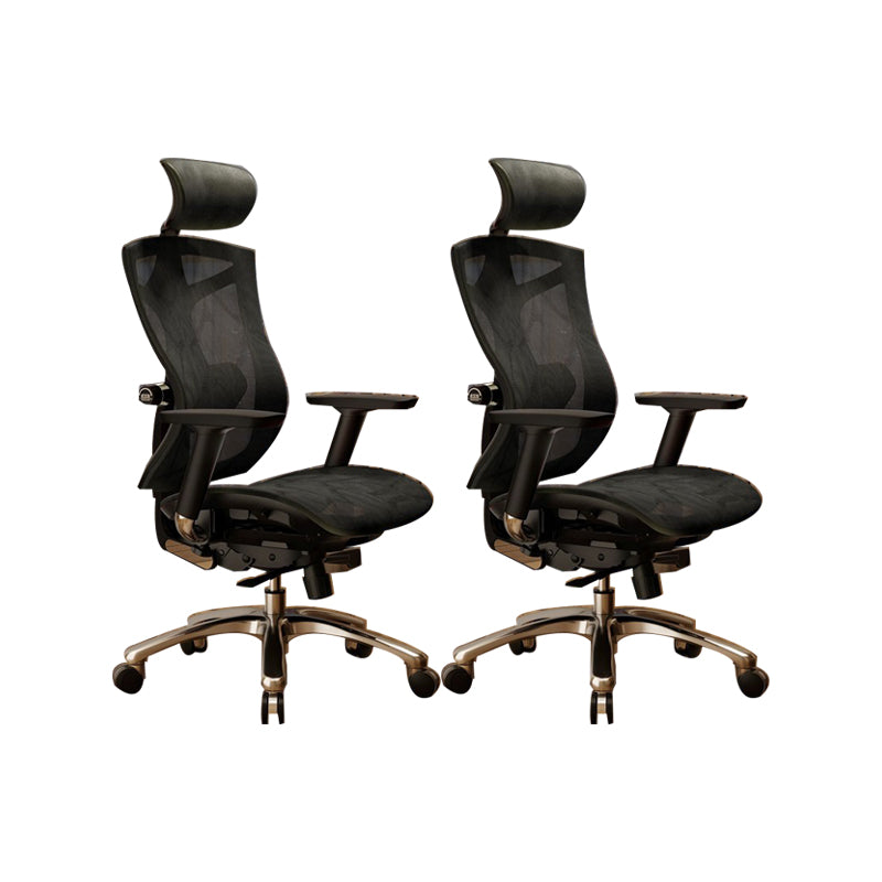 Modern Office Chair Removable Arms Adjustable Seat Height Desk Chair with Wheels Black 2 Piece Set Without Footrest Clearhalo 'furn' 'furn_office_chair' 'Furniture' 'Office Chairs' 'Office Furniture' 'office_chair' 6685000