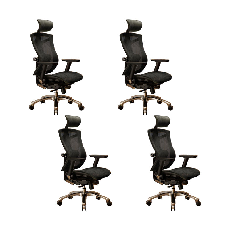 Modern Office Chair Removable Arms Adjustable Seat Height Desk Chair with Wheels Black 4 Piece Set Without Footrest Clearhalo 'furn' 'furn_office_chair' 'Furniture' 'Office Chairs' 'Office Furniture' 'office_chair' 6685003