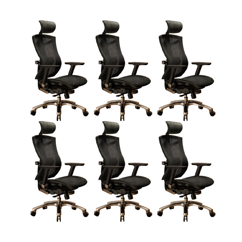 Modern Office Chair Removable Arms Adjustable Seat Height Desk Chair with Wheels Black 6 Piece Set Without Footrest Clearhalo 'furn' 'furn_office_chair' 'Furniture' 'Office Chairs' 'Office Furniture' 'office_chair' 6685005