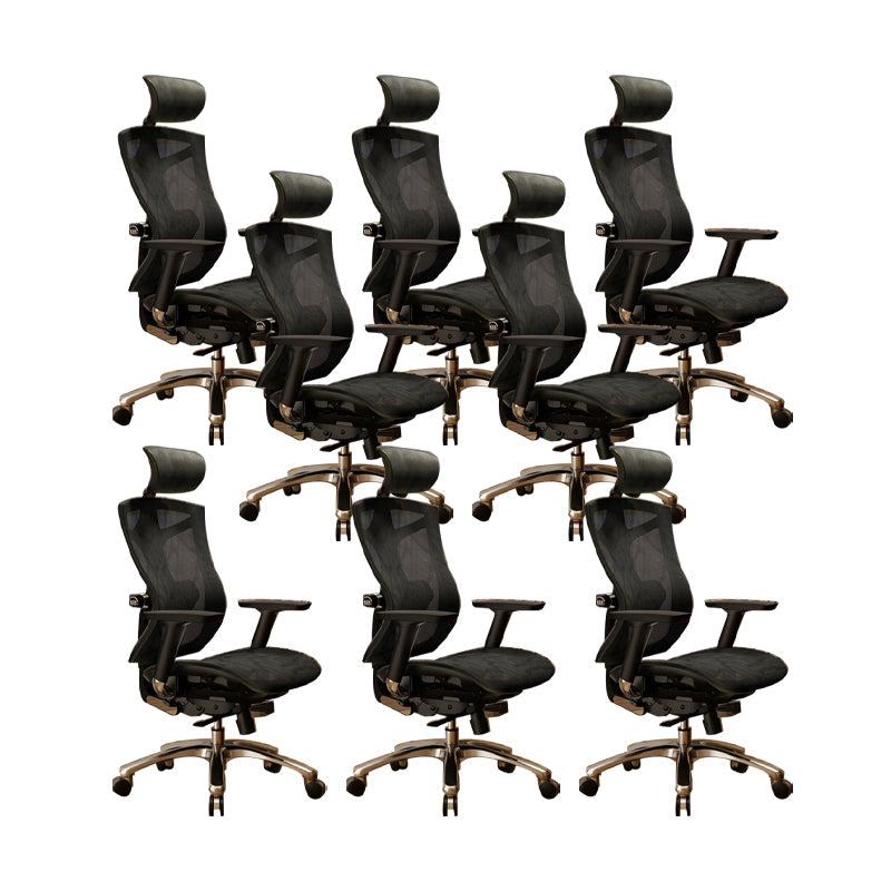 Modern Office Chair Removable Arms Adjustable Seat Height Desk Chair with Wheels Black 8 Piece Set Without Footrest Clearhalo 'furn' 'furn_office_chair' 'Furniture' 'Office Chairs' 'Office Furniture' 'office_chair' 6685006