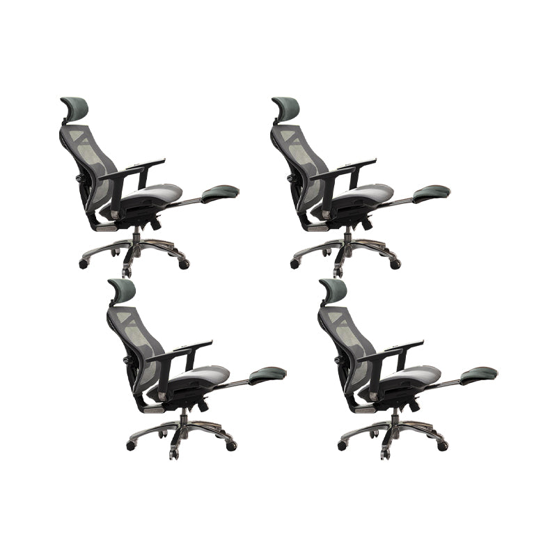 Modern Office Chair Removable Arms Adjustable Seat Height Desk Chair with Wheels Grey 4 Piece Set With Footrest Clearhalo 'furn' 'furn_office_chair' 'Furniture' 'Office Chairs' 'Office Furniture' 'office_chair' 6685010