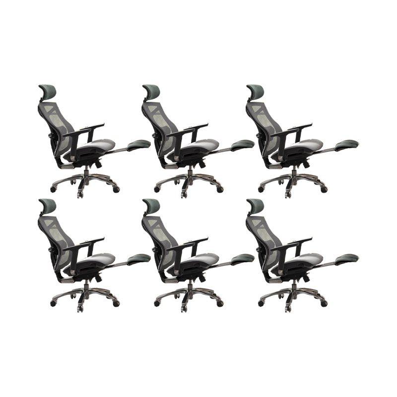 Modern Office Chair Removable Arms Adjustable Seat Height Desk Chair with Wheels Grey 6 Piece Set With Footrest Clearhalo 'furn' 'furn_office_chair' 'Furniture' 'Office Chairs' 'Office Furniture' 'office_chair' 6685011