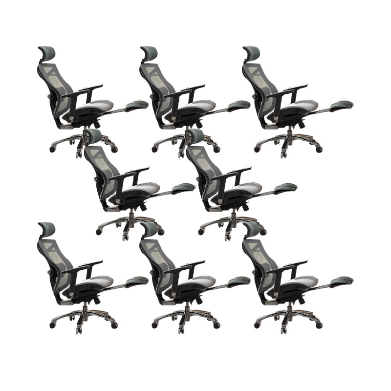 Modern Office Chair Removable Arms Adjustable Seat Height Desk Chair with Wheels Grey 8 Piece Set With Footrest Clearhalo 'furn' 'furn_office_chair' 'Furniture' 'Office Chairs' 'Office Furniture' 'office_chair' 6685012