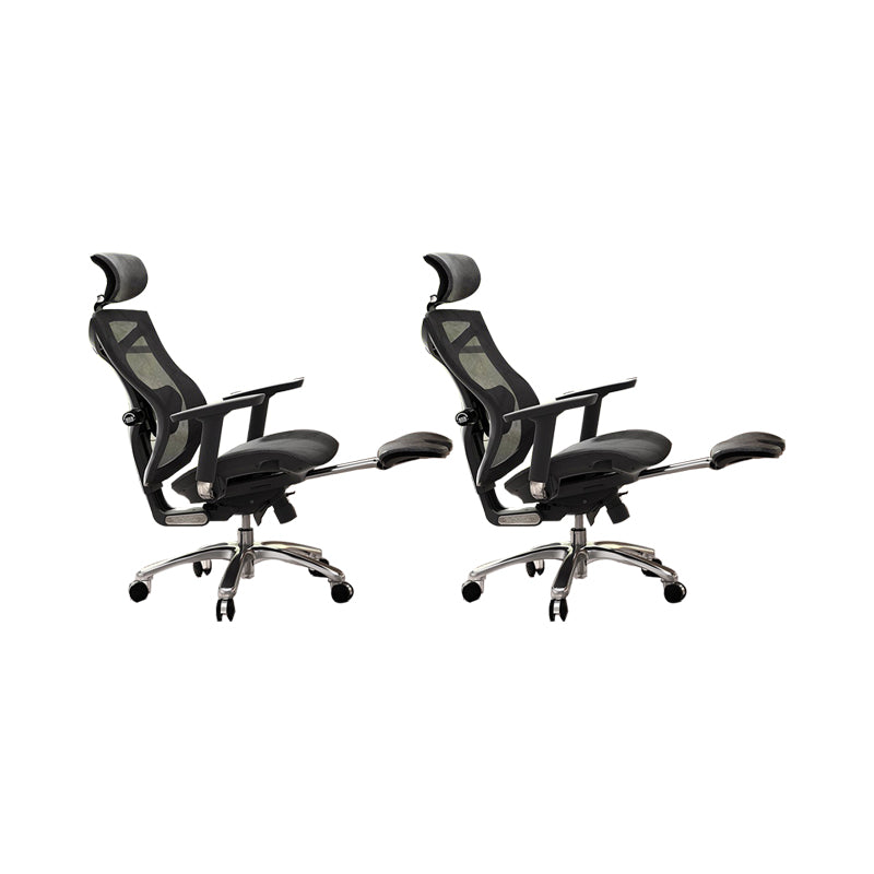 Modern Office Chair Removable Arms Adjustable Seat Height Desk Chair with Wheels Black 2 Piece Set With Footrest Clearhalo 'furn' 'furn_office_chair' 'Furniture' 'Office Chairs' 'Office Furniture' 'office_chair' 6685013