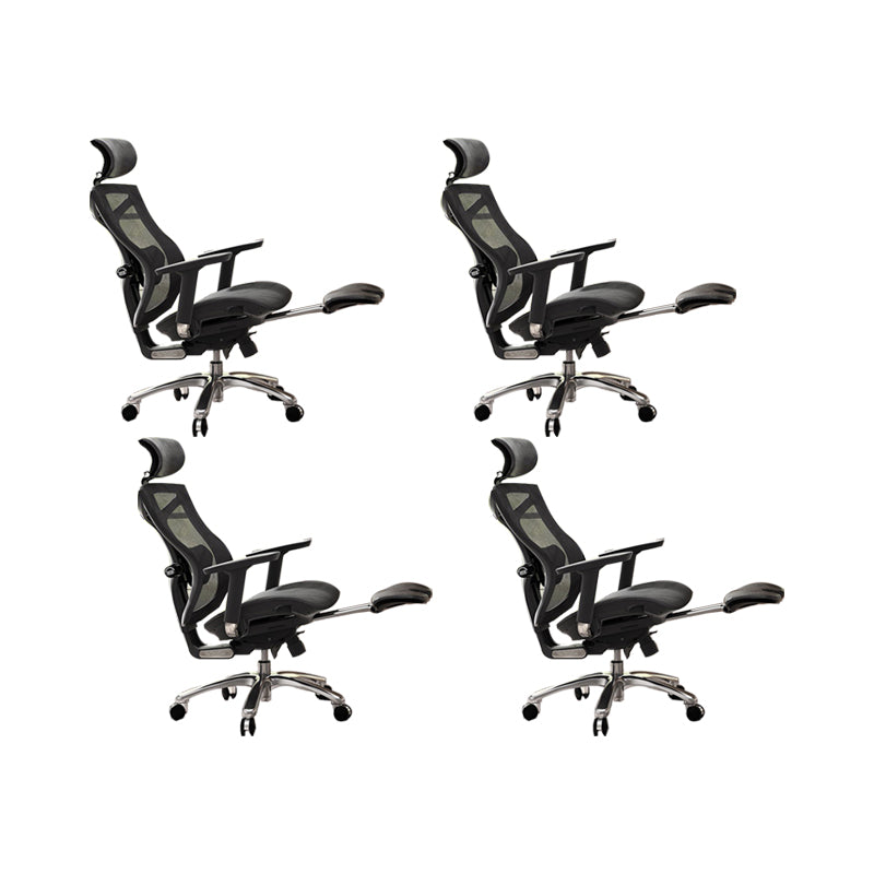 Modern Office Chair Removable Arms Adjustable Seat Height Desk Chair with Wheels Black 4 Piece Set With Footrest Clearhalo 'furn' 'furn_office_chair' 'Furniture' 'Office Chairs' 'Office Furniture' 'office_chair' 6685014