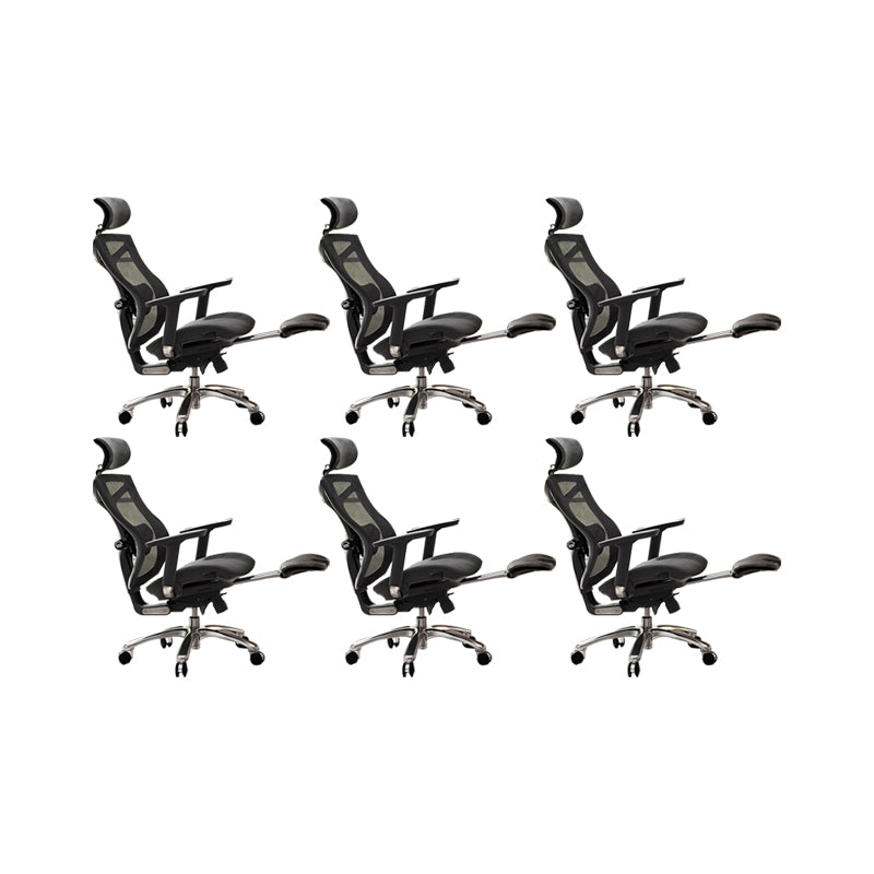 Modern Office Chair Removable Arms Adjustable Seat Height Desk Chair with Wheels Black 6 Piece Set With Footrest Clearhalo 'furn' 'furn_office_chair' 'Furniture' 'Office Chairs' 'Office Furniture' 'office_chair' 6685015