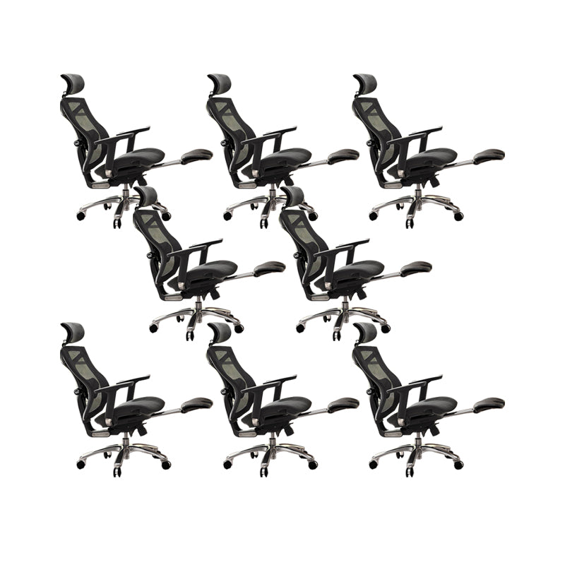Modern Office Chair Removable Arms Adjustable Seat Height Desk Chair with Wheels Black 8 Piece Set With Footrest Clearhalo 'furn' 'furn_office_chair' 'Furniture' 'Office Chairs' 'Office Furniture' 'office_chair' 6685016
