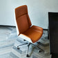 Modern No Arm Desk Chair Leather Task Chair with Wheels for Office Orange Faux Leather 1 Piece Clearhalo 'furn' 'furn_office_chair' 'Furniture' 'Office Chairs' 'Office Furniture' 'office_chair' 6685182