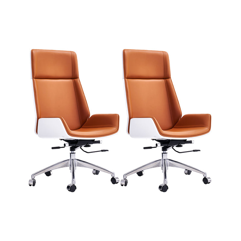 Modern No Arm Desk Chair Leather Task Chair with Wheels for Office Orange 2 Piece Set Clearhalo 'furn' 'furn_office_chair' 'Furniture' 'Office Chairs' 'Office Furniture' 'office_chair' 6685187