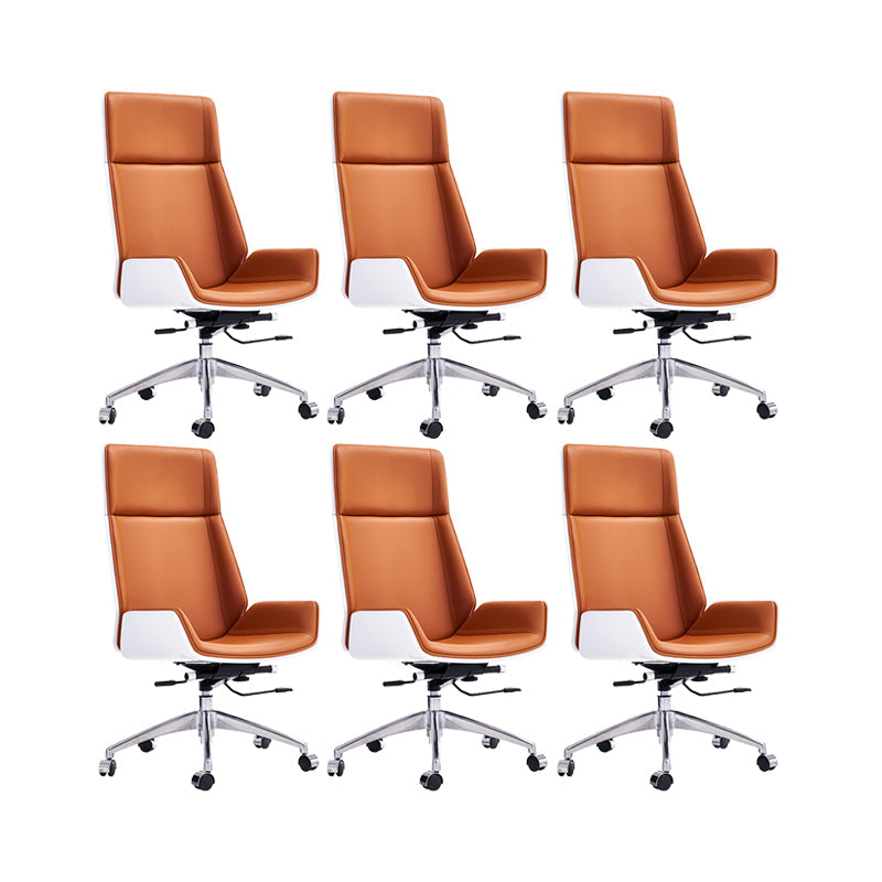 Modern No Arm Desk Chair Leather Task Chair with Wheels for Office Orange 6 Piece Set Clearhalo 'furn' 'furn_office_chair' 'Furniture' 'Office Chairs' 'Office Furniture' 'office_chair' 6685191