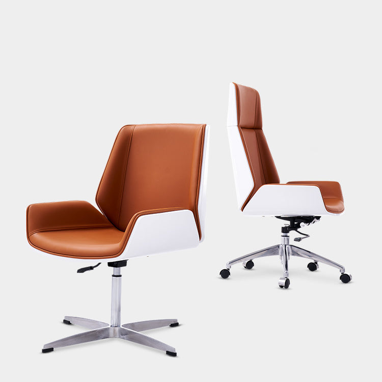 Modern No Arm Desk Chair Leather Task Chair with Wheels for Office Clearhalo 'furn' 'furn_office_chair' 'Furniture' 'Office Chairs' 'Office Furniture' 'office_chair' 6685192