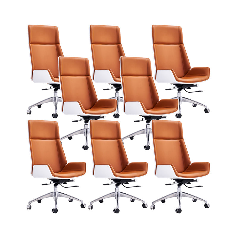 Modern No Arm Desk Chair Leather Task Chair with Wheels for Office Orange 8 Piece Set Clearhalo 'furn' 'furn_office_chair' 'Furniture' 'Office Chairs' 'Office Furniture' 'office_chair' 6685193