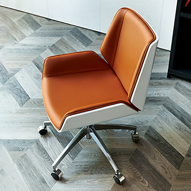 Modern No Arm Desk Chair Leather Task Chair with Wheels for Office Clearhalo 'furn' 'furn_office_chair' 'Furniture' 'Office Chairs' 'Office Furniture' 'office_chair' 6685194