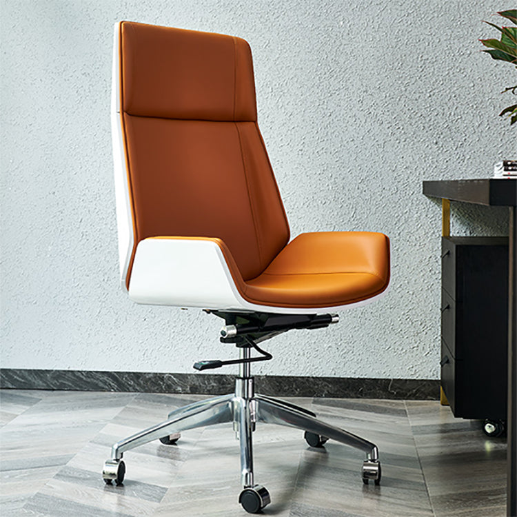 Modern No Arm Desk Chair Leather Task Chair with Wheels for Office Clearhalo 'furn' 'furn_office_chair' 'Furniture' 'Office Chairs' 'Office Furniture' 'office_chair' 6685203
