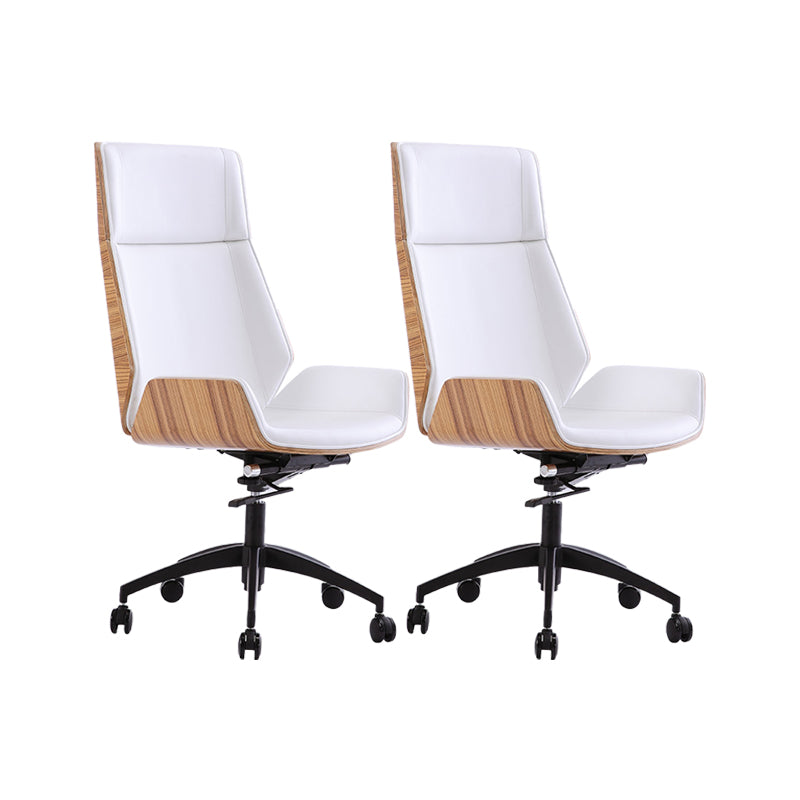 Modern No Arm Desk Chair Leather Task Chair with Wheels for Office Off-White 2 Piece Set Clearhalo 'furn' 'furn_office_chair' 'Furniture' 'Office Chairs' 'Office Furniture' 'office_chair' 6685205