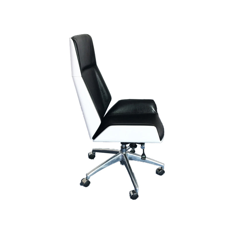 Modern No Arm Desk Chair Leather Task Chair with Wheels for Office Black 1 Piece Clearhalo 'furn' 'furn_office_chair' 'Furniture' 'Office Chairs' 'Office Furniture' 'office_chair' 6685209