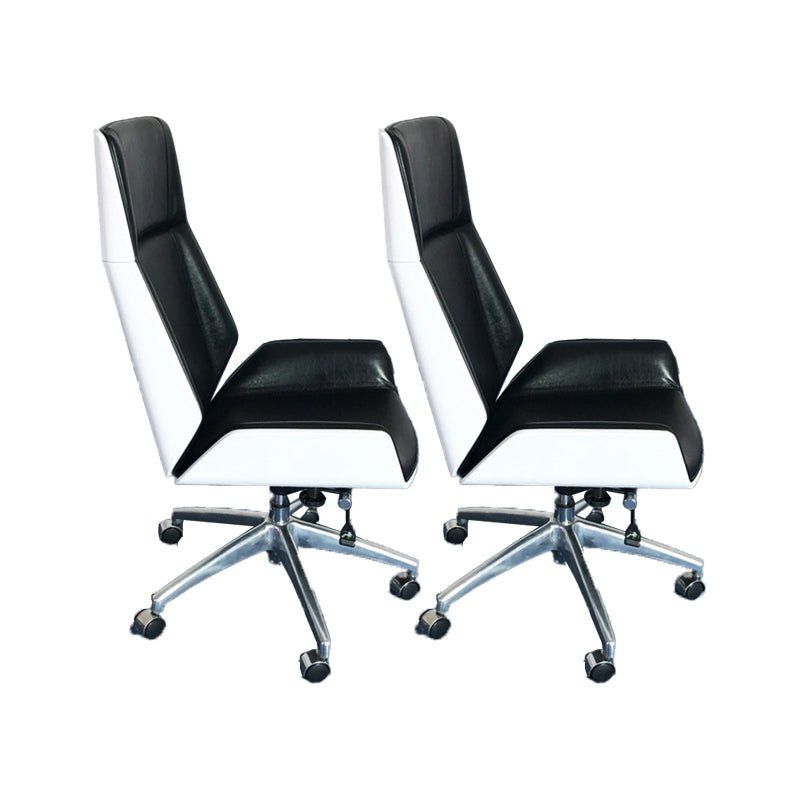 Modern No Arm Desk Chair Leather Task Chair with Wheels for Office Black 2 Piece Set Clearhalo 'furn' 'furn_office_chair' 'Furniture' 'Office Chairs' 'Office Furniture' 'office_chair' 6685210