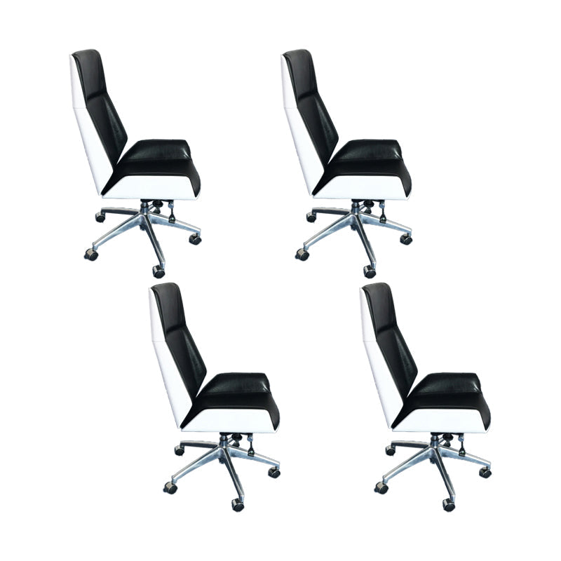 Modern No Arm Desk Chair Leather Task Chair with Wheels for Office Black 4 Piece Set Clearhalo 'furn' 'furn_office_chair' 'Furniture' 'Office Chairs' 'Office Furniture' 'office_chair' 6685211
