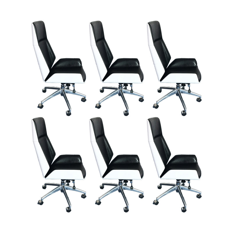 Modern No Arm Desk Chair Leather Task Chair with Wheels for Office Black 6 Piece Set Clearhalo 'furn' 'furn_office_chair' 'Furniture' 'Office Chairs' 'Office Furniture' 'office_chair' 6685212
