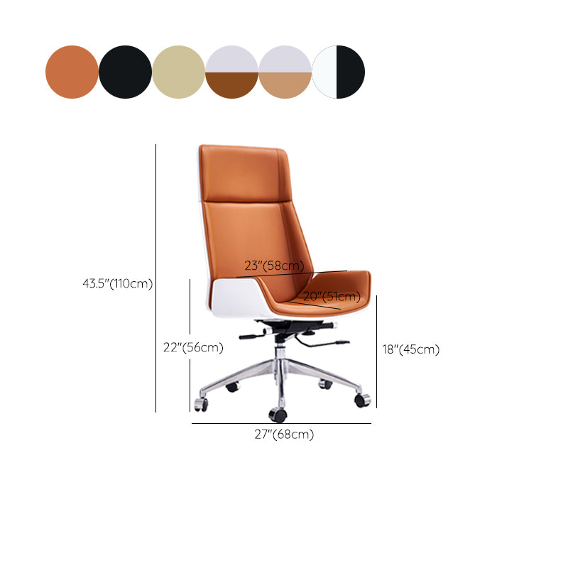 Modern No Arm Desk Chair Leather Task Chair with Wheels for Office Clearhalo 'furn' 'furn_office_chair' 'Furniture' 'Office Chairs' 'Office Furniture' 'office_chair' 6685218