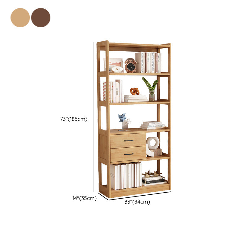 Modern Style Open Back Bookshelf Vertical Wooden Bookcase with Drawers Clearhalo 'Bookcases' 'furn' 'furn_bookcases' 'Furniture' 'Office Furniture' 6685614