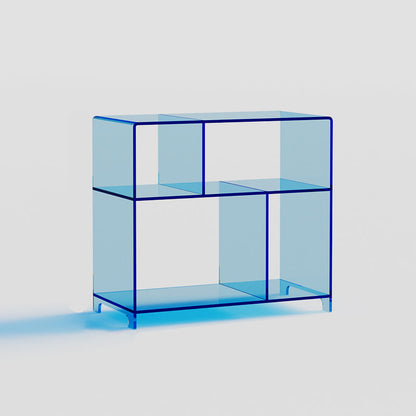 4 Shelves Modern Style Bookshelf Open Back Geometry Acrylic Bookcase Blue Clearhalo 'Bookcases' 'furn' 'furn_bookcases' 'Furniture' 'Office Furniture' 6685617