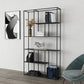 Modern Style Open Back Bookcase Metal Frame Bookshelf in Black