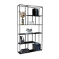 Modern Style Open Back Bookcase Metal Frame Bookshelf in Black