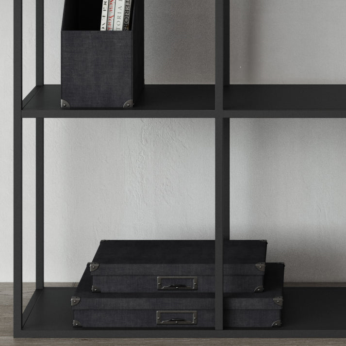 Modern Style Open Back Bookcase Metal Frame Bookshelf in Black