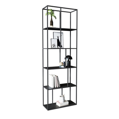 Modern Style Open Back Bookcase Metal Frame Bookshelf in Black