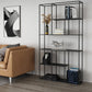 Modern Style Open Back Bookcase Metal Frame Bookshelf in Black