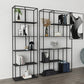 Modern Style Open Back Bookcase Metal Frame Bookshelf in Black