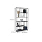 Modern Style Open Back Bookcase Metal Frame Bookshelf in Black